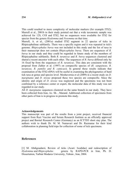 rDNA-ITS2 Identification of Hyalomma, Rhipicephalus ... - HIKARI Ltd