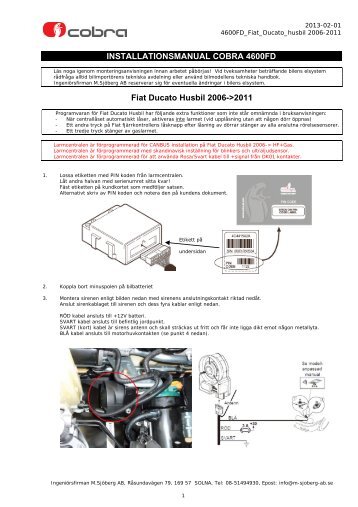 4600FD Fiat Ducato husbil 2006->2011 installation