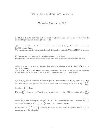 Math 340L: Midterm #2 Solutions