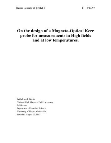 On the design of a Magneto-Optical Kerr probe for measurements in ...