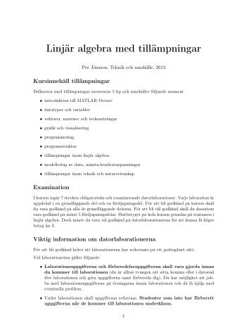 Linjär algebra med tillämpningar