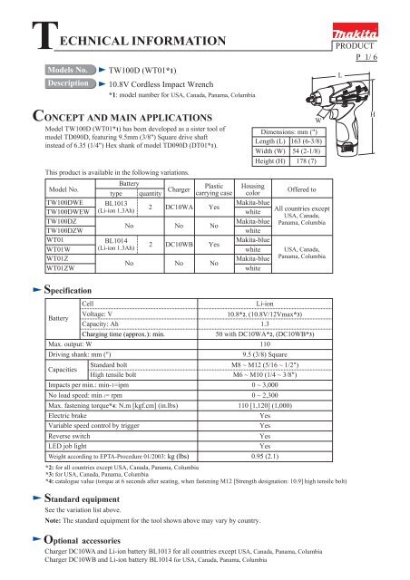 TECHNICAL INFORMATION - Makita