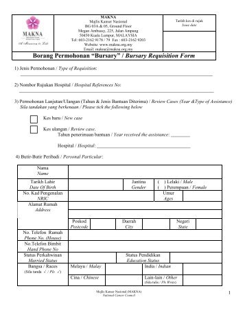 Borang Permohonan “Bursary” / Bursary Requisition Form - MAKNA