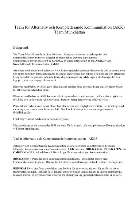 Team för Alternativ och Kompletterande Kommunikation (AKK ...