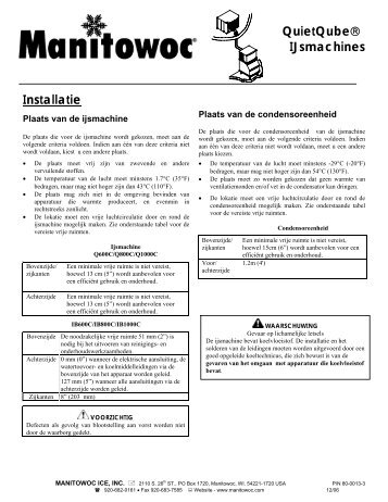 CVD international use and care - Manitowoc Ice Inc