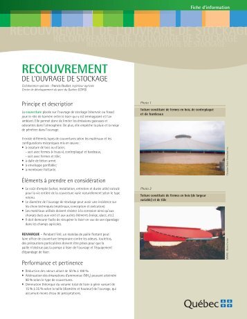 Recouvrement de l'ouvrage de stockage - MAPAQ
