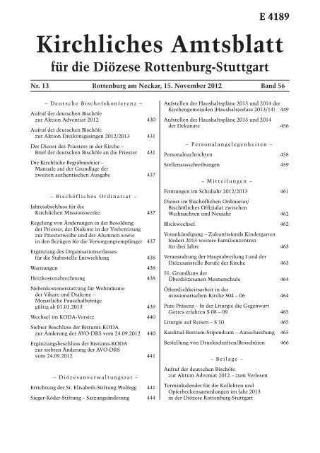 Kirchliches Amtsblatt Nr. 13 2012 mit Beilagen - DRS ...