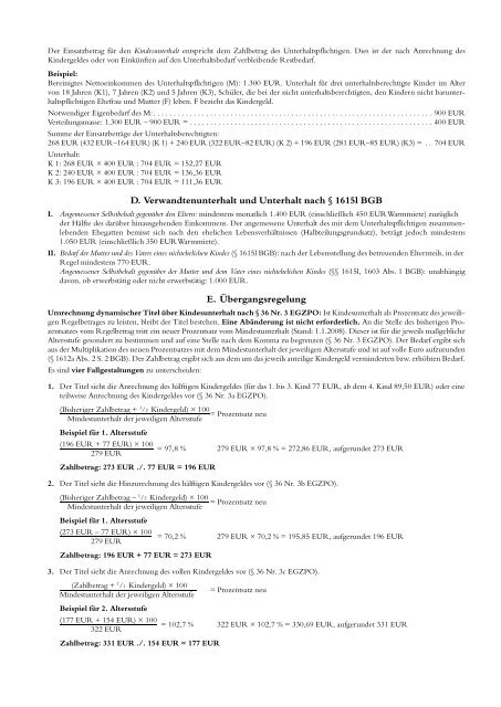 Düsseldorfer Tabelle, Stand - Famrz