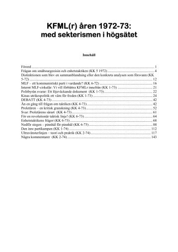 KFML(r) åren 1972-73: Med sekterismen i högsätet - Marxistarkiv