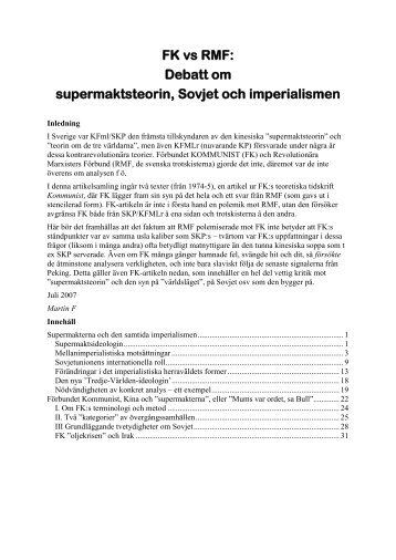 Förbundet Kommunist, Kina och "supermakterna ... - Marxistarkiv