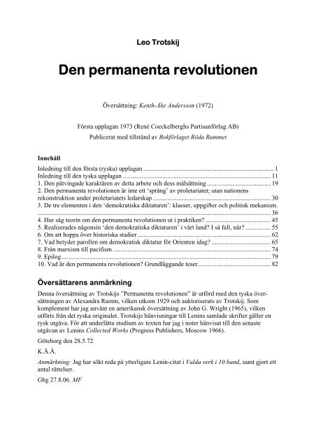 Den permanenta revolutionen - Marxistarkiv