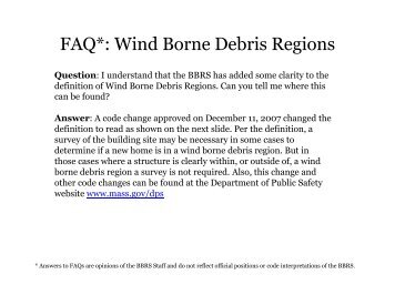 FAQ*: Wind Borne Debris Regions - Mass.Gov