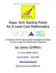 Risps: Rich Starting Points for A Level Core Mathematics ... - Fronter