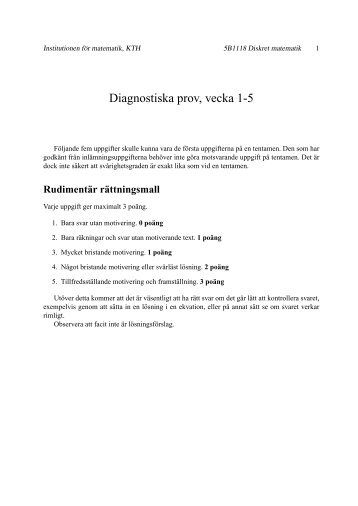 Diagnostiska prov, vecka 1-5 - Matematik - KTH