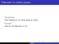 Delgrupper av cykliska grupper.