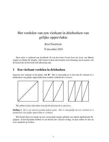 Het verdelen van een vierkant in driehoeken van gelijke oppervlakte