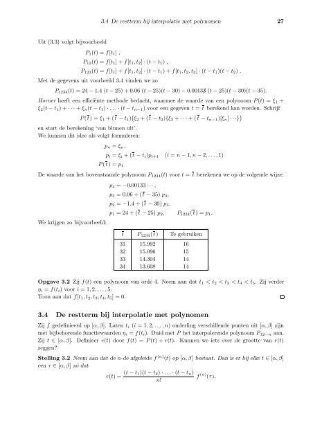 inleiding tot de numerieke wiskunde - Mathematisch Instituut Leiden ...