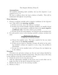 The Simplex Method, Phase II Assumptions: All variables (including ...