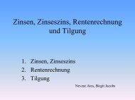 Zinsen, Zinseszins, Rentenrechnung und Tilgung