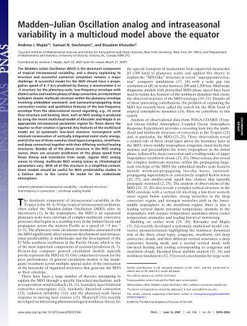 Madden–Julian Oscillation analog and intraseasonal variability in a ...