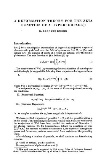 a deformation theory for the zeta function of a hypersurfaces