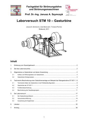 Gasturbine - Fachbereich Maschinenbau - Fachhochschule Stralsund