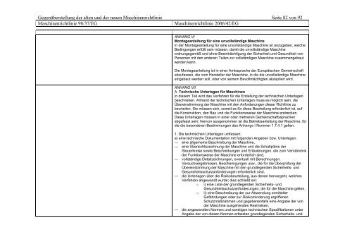 Gegenüberstellung Maschinenrichtlinie ALT/NEU - Mechatroniker