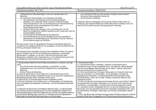 Gegenüberstellung Maschinenrichtlinie ALT/NEU - Mechatroniker