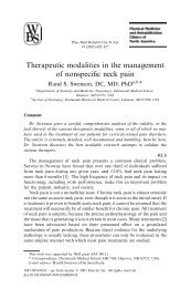 Therapeutic modalities in the management of nonspecific neck pain