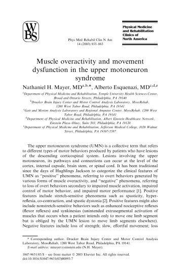 Muscle overactivity and movement dysfunction in the upper ...