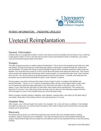 Ureteral Reimplantation - Medicine - University of Virginia