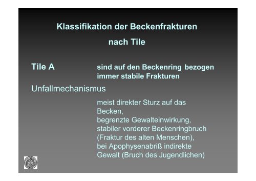 Klassifikation der Beckenfrakturen nach Tile