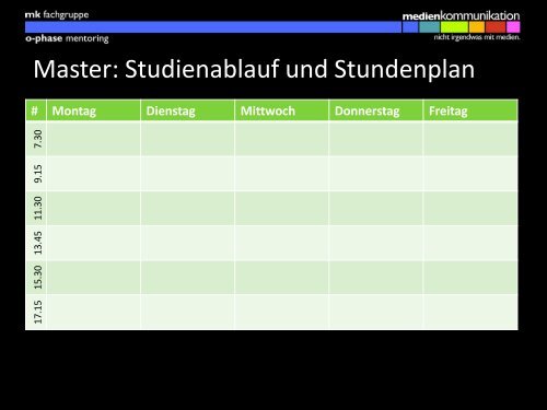 Präsentation des Master-Mentorings - Medienkommunikation