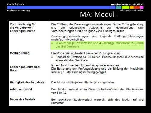 Präsentation des Master-Mentorings - Medienkommunikation