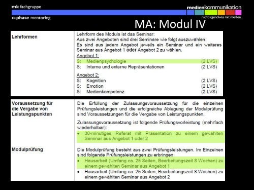 Präsentation des Master-Mentorings - Medienkommunikation