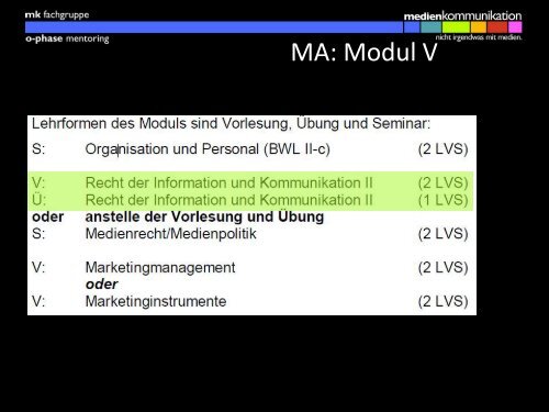 Präsentation des Master-Mentorings - Medienkommunikation