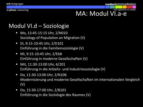 Präsentation des Master-Mentorings - Medienkommunikation