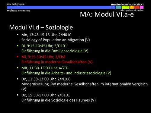 Präsentation des Master-Mentorings - Medienkommunikation