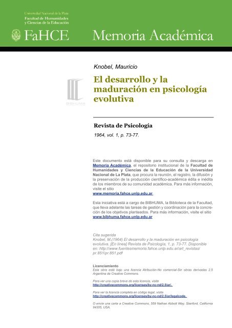 El desarrollo y la maduración en psicología evolutiva - Memoria ...