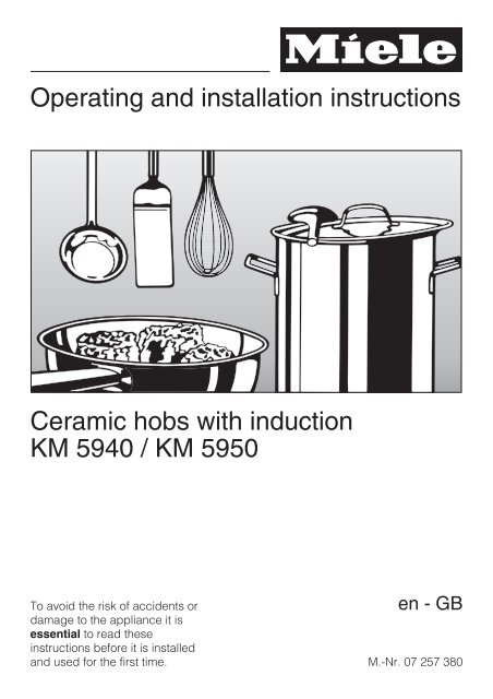 Operating and installation instructions Ceramic hobs with ... - Miele