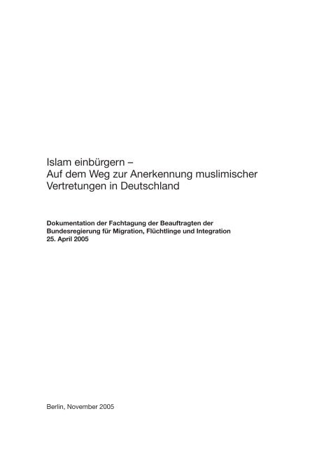 Islam einbürgern – Auf dem Weg zur Anerkennung muslimischer ...