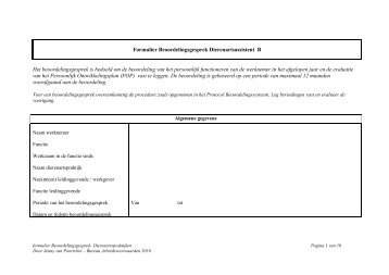 Formulier beoordelingsgesprek assistent B - Abvakabo FNV