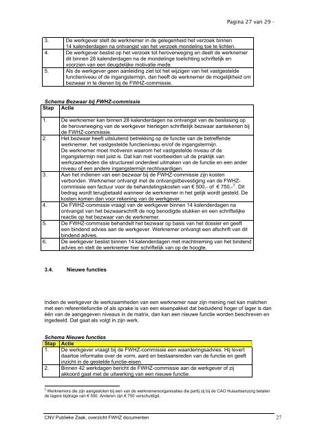 Overzicht van belangrijkste documenten Functiewaardering CAO ...