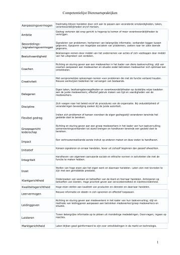 Competentielijst Dierenartspraktijken 1 - Abvakabo FNV