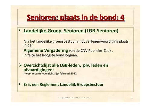 Presentatie kennismaking seniorenwerk CNV Publieke Zaak