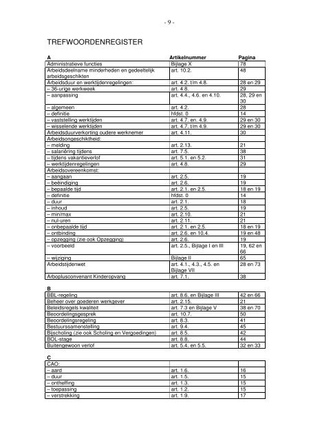 Collectieve Arbeidsovereenkomst Kinderopvang 2007-2008