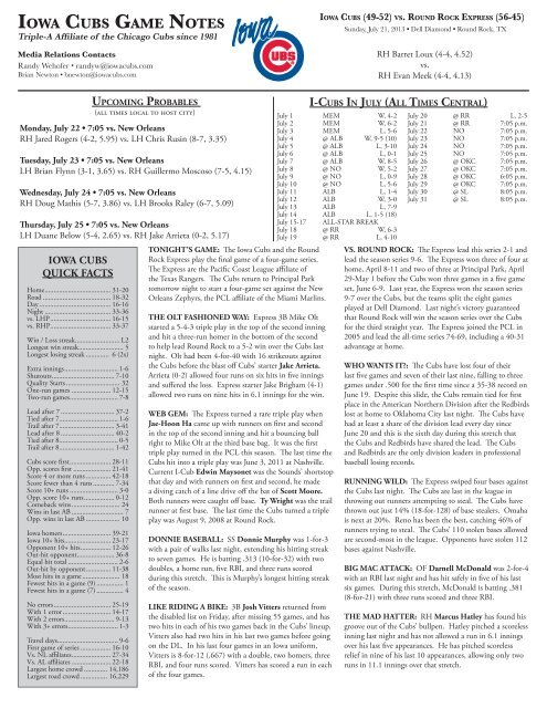 Complete Game Notes (PDF) - MiLB.com