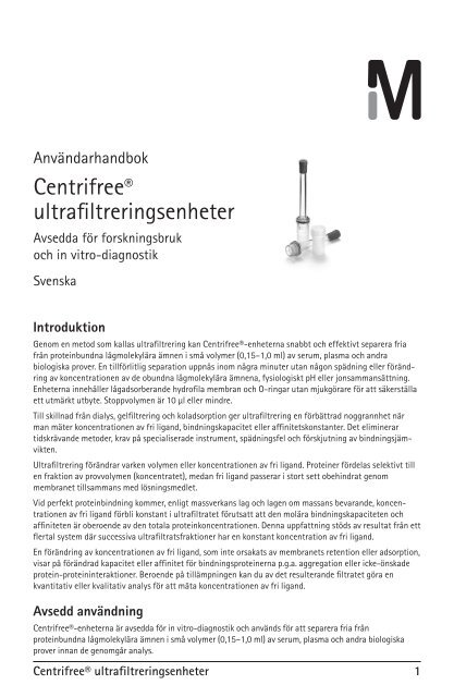 Centrifree® ultrafiltreringsenheter - Millipore