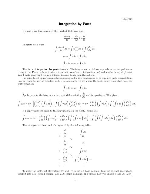 Integration by Parts