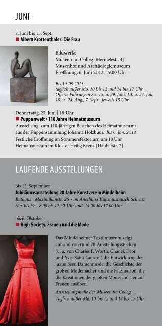 Kulturkalender Juni bis Dezember 2013 - Stadt Mindelheim